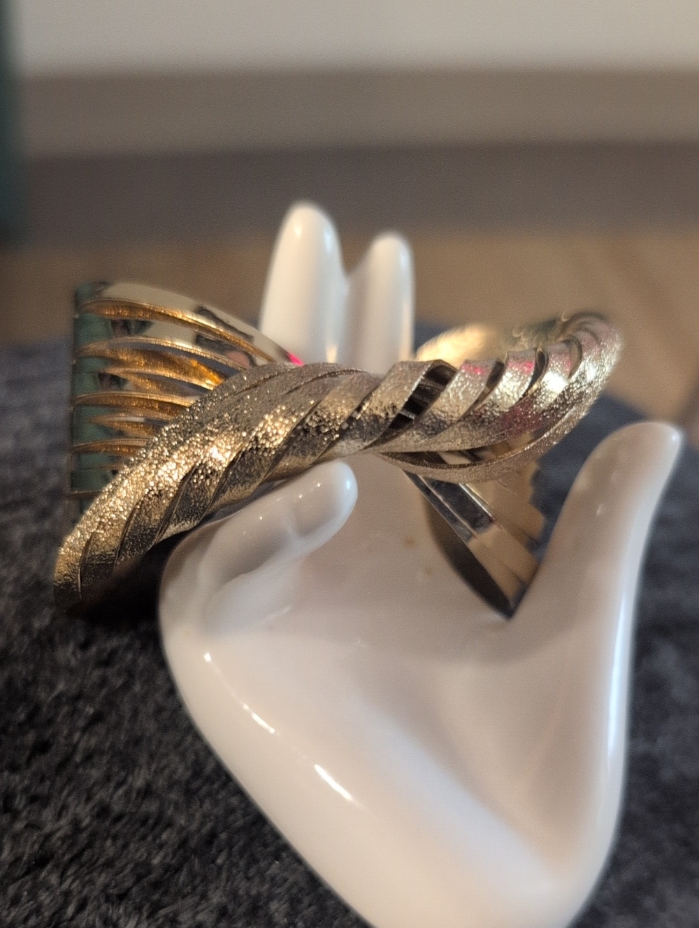 Gold Twisted Metal Cuff Bracelet